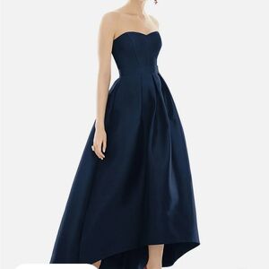 Alfred Sung dress D699 Strapless high low ballgown blue size 12